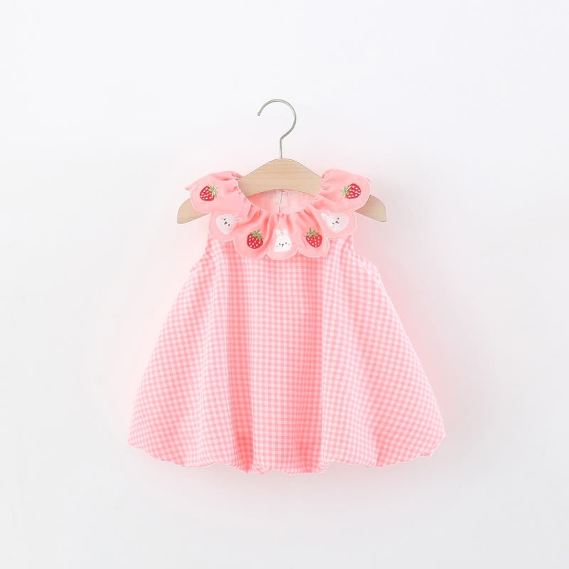 Toddler Girl Strawberry Bunny Plaid Dress - Pink - 4-5T - image 2