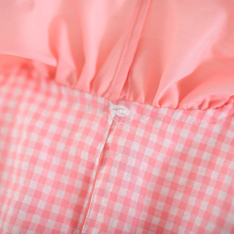 Toddler Girl Strawberry Bunny Plaid Dress - image 4