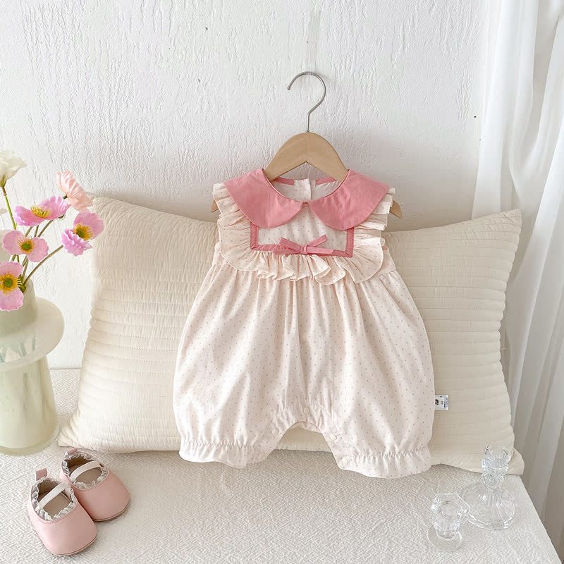 Baby Pink Bow Polka-dot Romper - Pink - 18-24M - image 1
