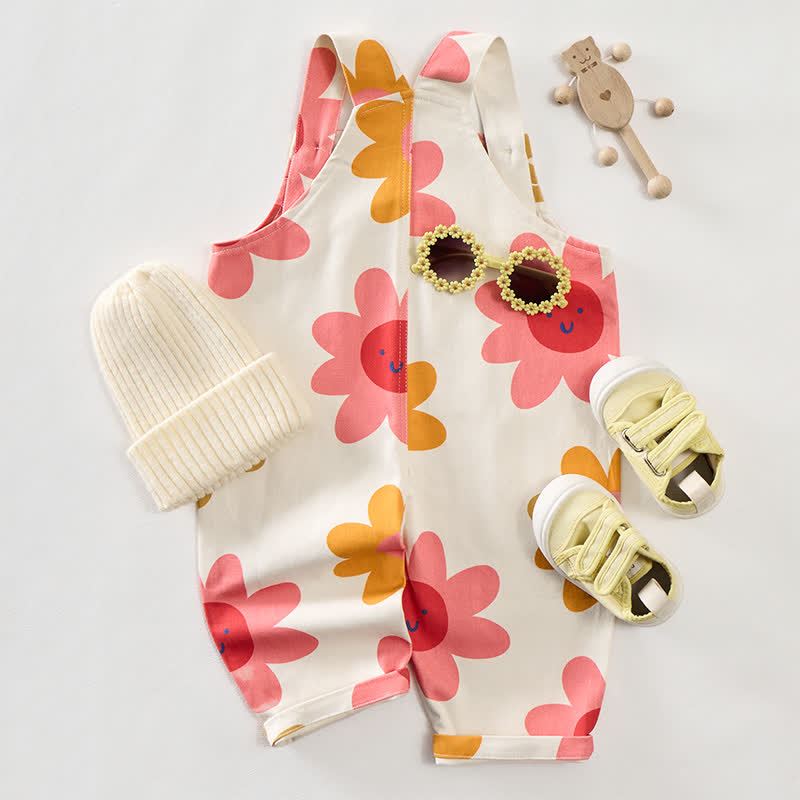 Baby Toddler Flower Smiley Overalls - image 3