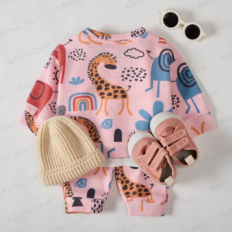 Baby Animal Pink Waffle 2-piece Set - image 3