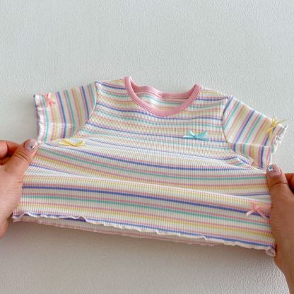 Baby Toddler Girl Striped Cotton Ruffle Sleeve Tee - image 6