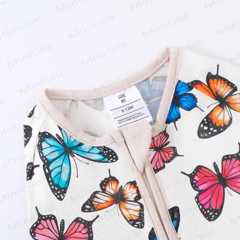 Baby Double-zipper Butterfly Print Romper - image 2