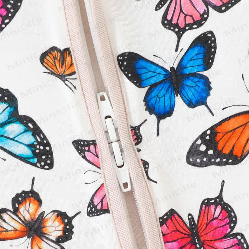 Baby Double-zipper Butterfly Print Romper - image 3