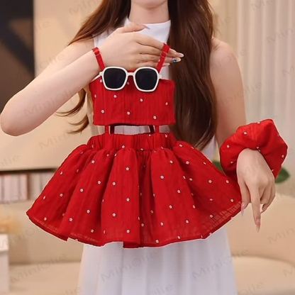 Toddler Girl Red Daisy Smocked Cutout Dress - Red - 8-9T - image 1