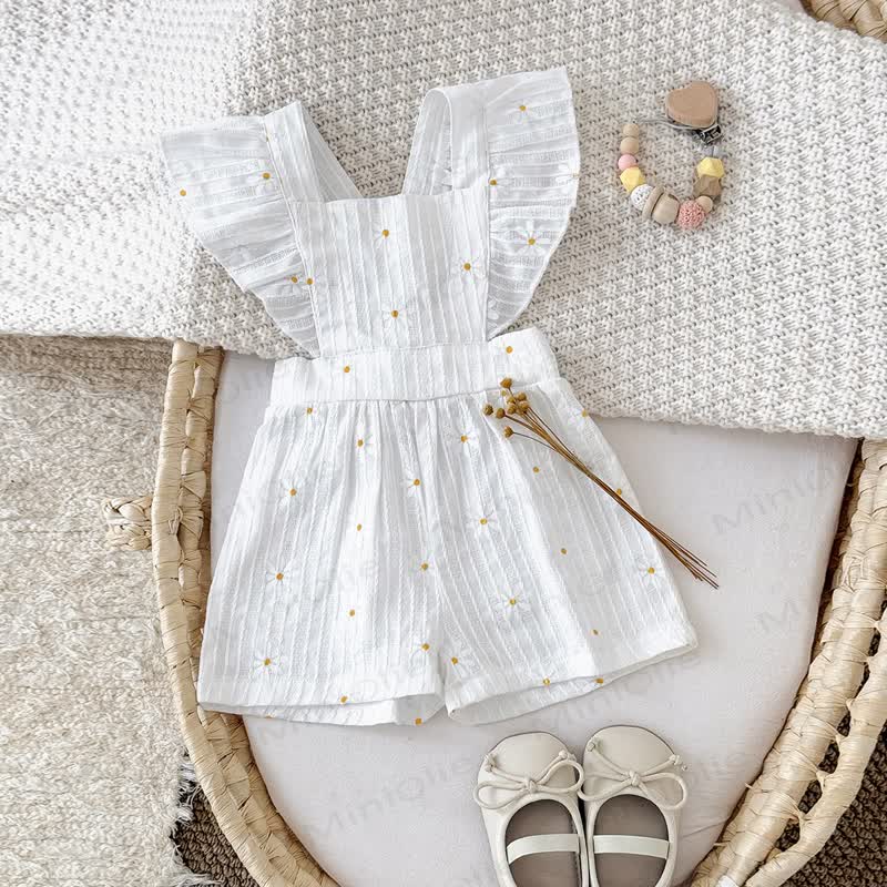 Baby Daisy Print Cotton Romper - White - 2-3Y - image 1