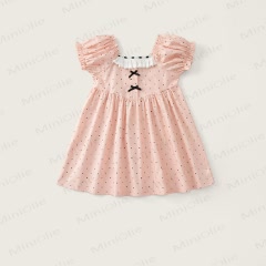 Vintage- Kleid mit Punktmuster für Kleinkind - Rosa - 8-9J