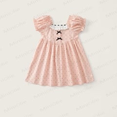 Vintage- Kleid mit Punktmuster für Kleinkind - Rosa - 8-9J