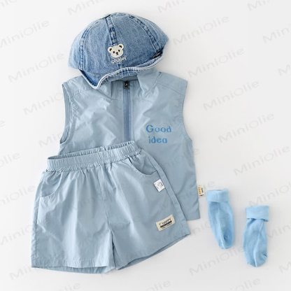 Baby Outfit Set mit Buchstabenprint - Blau - 2-3J - image 1