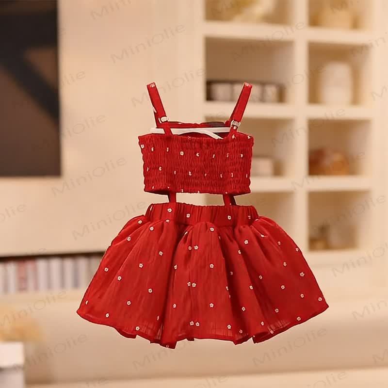 Toddler Girl Red Daisy Smocked Cutout Dress - image 4