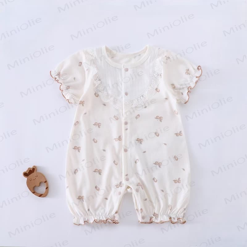 Baby Cherry Pattern Lace Collar Romper - Pink - 18-24M - image 1