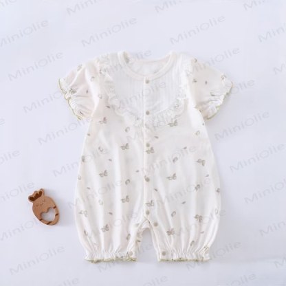 Baby Cherry Pattern Lace Collar Romper - White - 18-24M - image 2