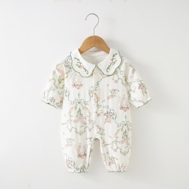 Baby Cottagecore Botanical Romper - Green Swan - 18-24M - image 1