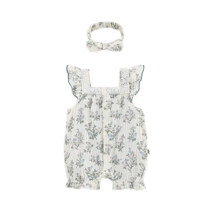 Baby Floral Lace Square Neck Sleeveless Romper - image 2