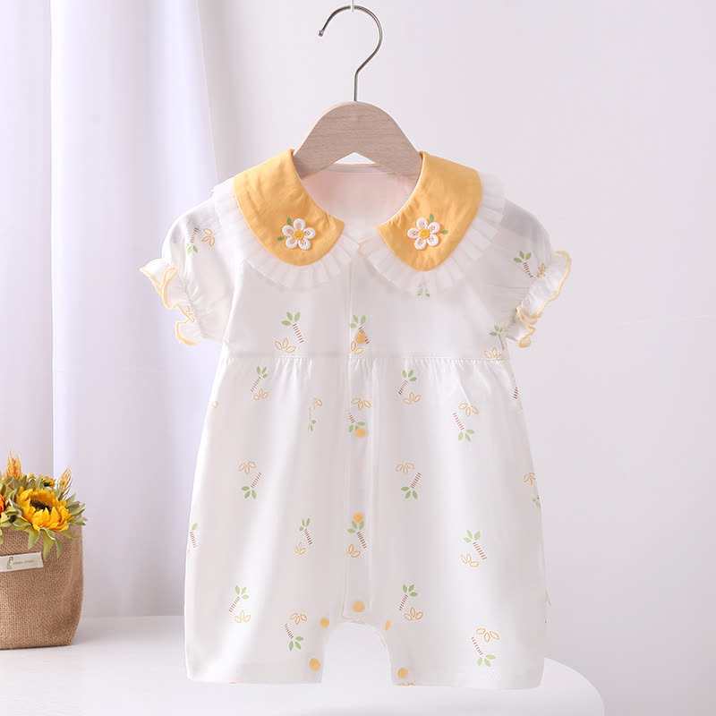 Baby Flower Sleeveless Ruffle Romper - Yellow - 18-24M - image 1