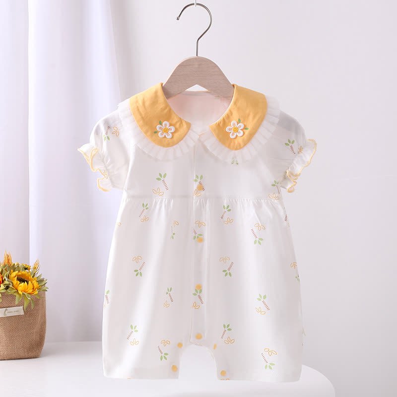 Baby Flower Sleeveless Ruffle Romper - Yellow - 18-24M - image 1
