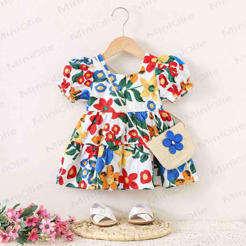 Baby Cotton Floral Orange or Blue Princess Dress - Blue - 2-3T - image 3