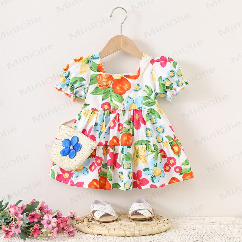 Baby Cotton Floral Orange or Blue Princess Dress - Orange - 2-3T - image 2