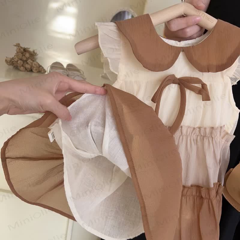 Toddler Girl Brown Bow Cotton Princess Dress - image 4