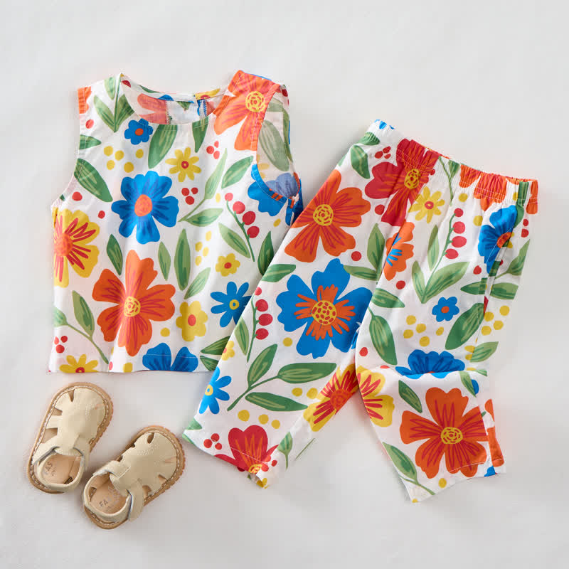 Baby 2-Piece Beige Flower Sleeveless Set - image 2