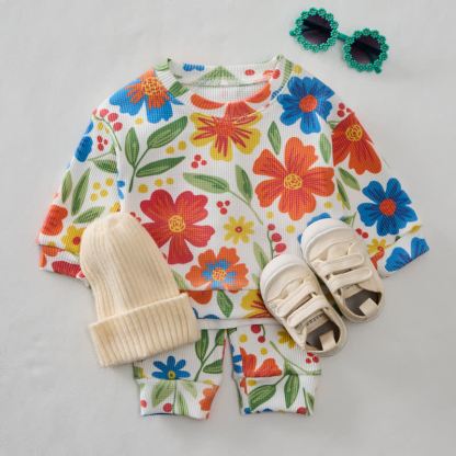 Baby Colorful Flower Waffle 2-piece Set - image 2