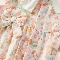 Baby Pink Mushroom and Bow Sleeveless Ruffle Romper - image 4