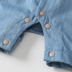 Baby Blue Puppy Jean Romper - image 4