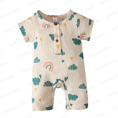 Baby Muslin Cactus/Rainbow Print Romper - Beige Clouds - 2-3T - image 10