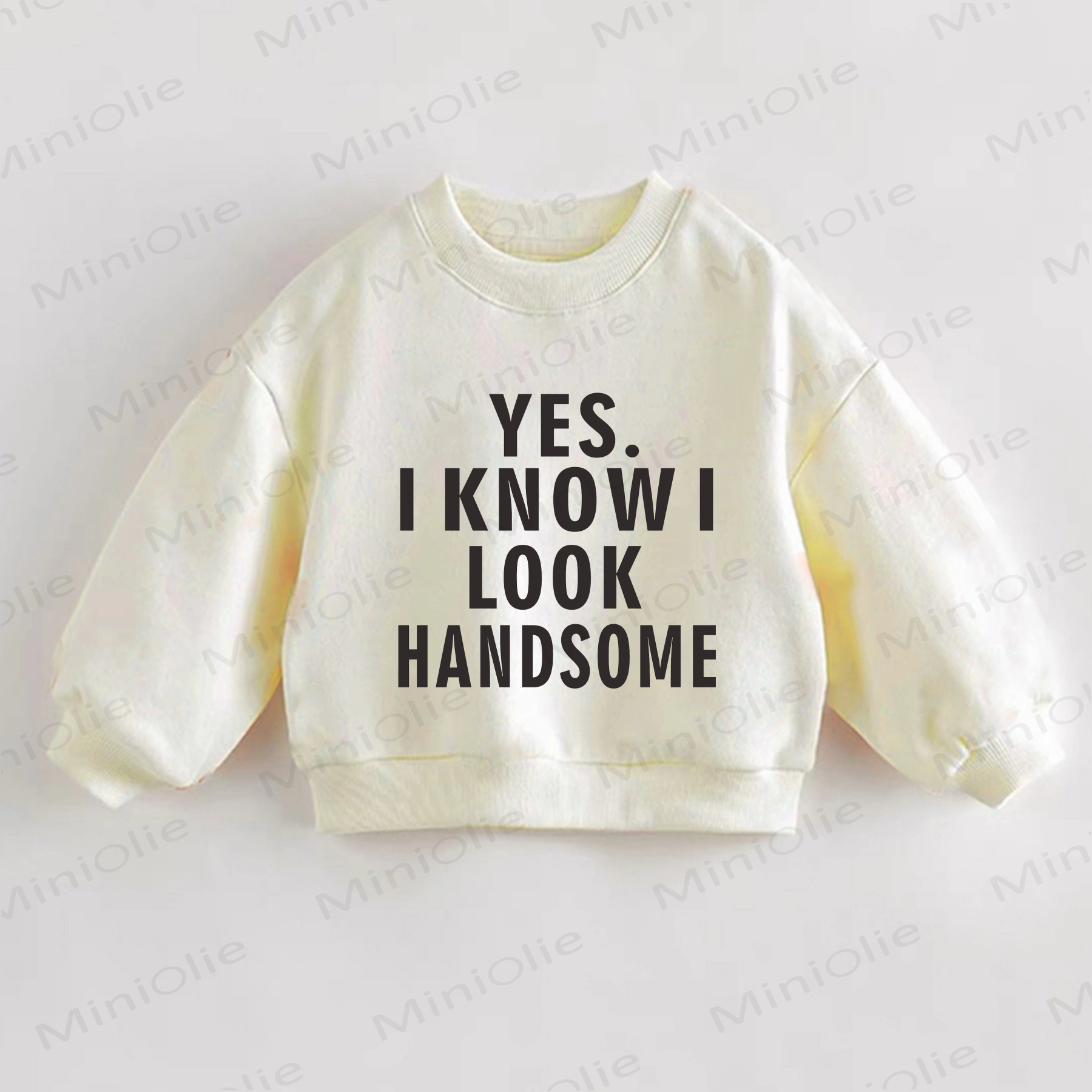 YES. I KNOW I LOOK HANDSOME Baby Toddler Sweatshirt - Cream - 3-5T - image 1