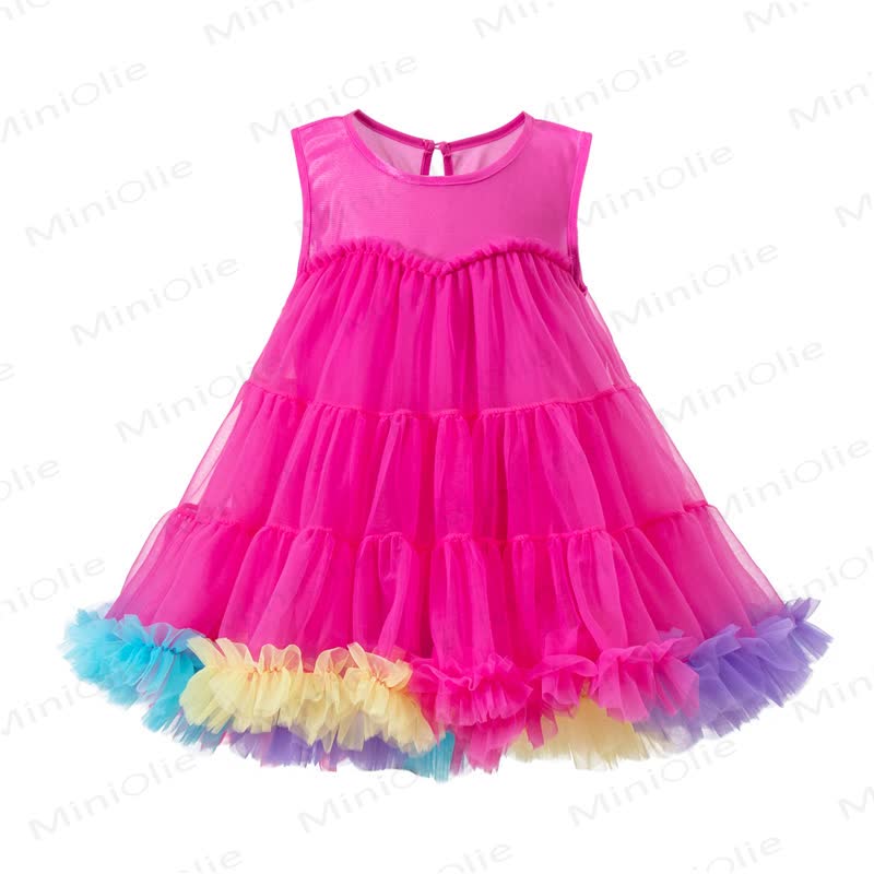 Toddler Girl Nylon Sleeveless Bubble Dress - Red - 6-7T - image 1
