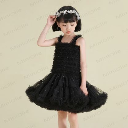 Toddler Girl Lace Princess Sleeveless Puffy Dress - Black - 6-7T - image 7