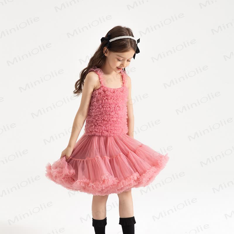 Toddler Girl Lace Princess Sleeveless Puffy Dress - Red - 6-7T - image 5