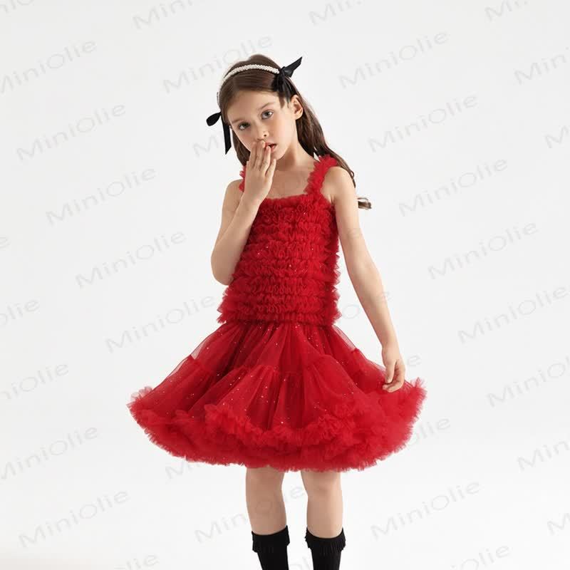 Toddler Girl Lace Princess Sleeveless Puffy Dress - Wine - 6-7T - image 8