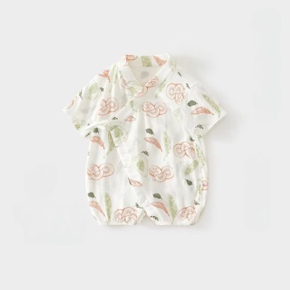 Baby White Fruit/Vegetable/Food Summer Wrap Front Romper - Fig - 15-22M - image 1