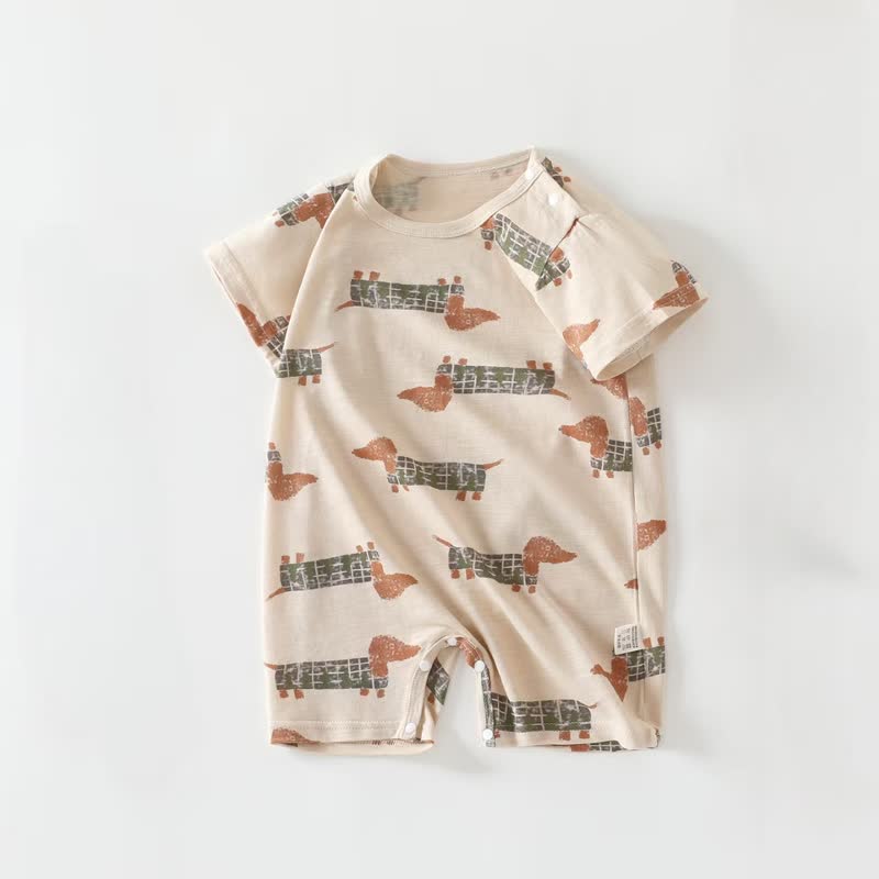 Baby Animal/Fruit Summer Romper - Brown Dachshund - 18-24M - image 2
