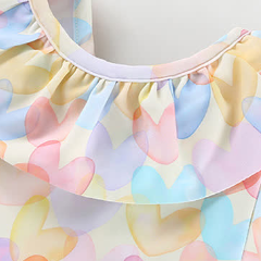 Toddler Girl Heart Print Ruffle Trimmed One-piece Swimsuit - image 3