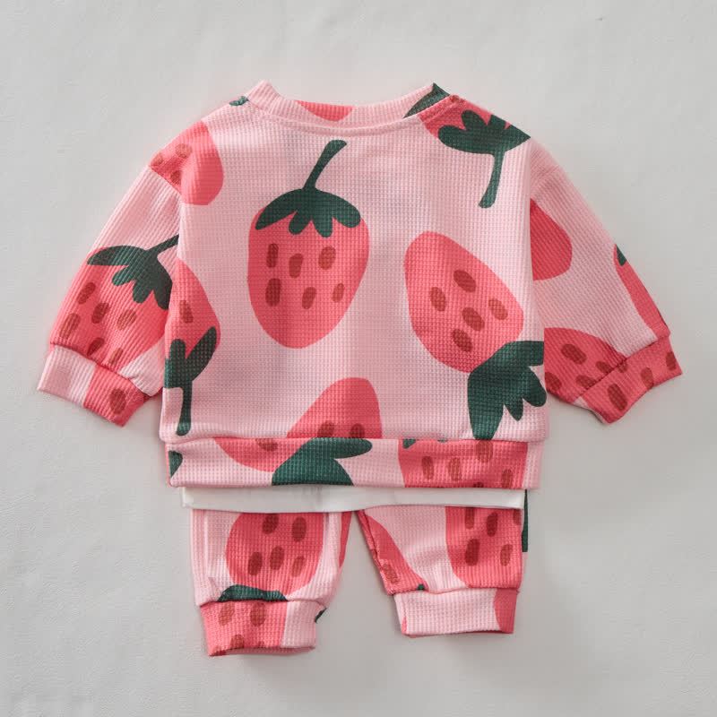 Baby Toddler Strawberry Waffle Sweatshirt 2-piece Set - image 3