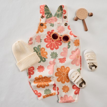 Baby Toddler Flower Pocket Overalls - image 2