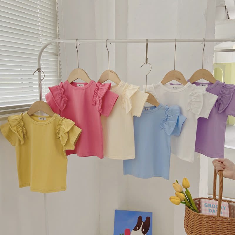 Toddler Girl Solid Color Ruffle T-shirt - image 1