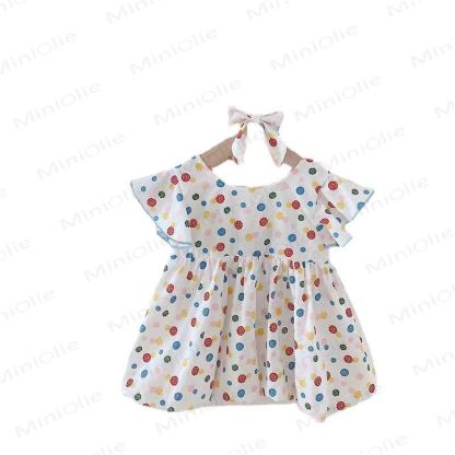 Baby Toddler Girl White Polka Dot Cotton Dress - image 5