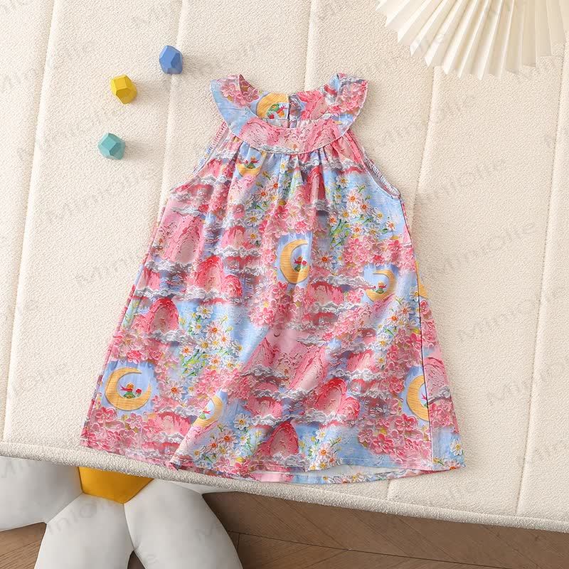 Toddler Girl Floral Sleeveless Cotton Dress - Pink - 6-7T - image 2