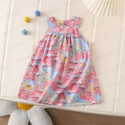 Toddler Girl Floral Sleeveless Cotton Dress - Pink - 6-7T - image 2