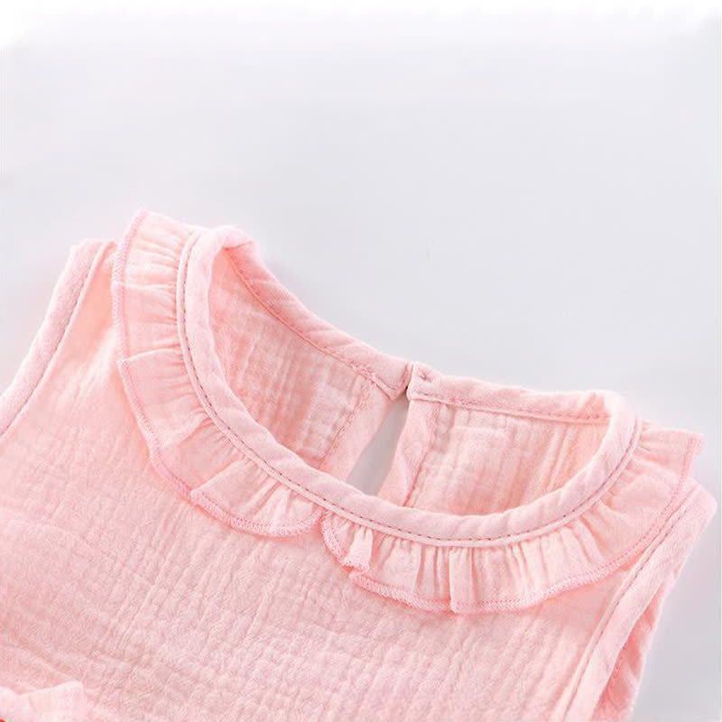 Toddler Girl Cotton Ruffle Solid Color Tank Top and Shorts Set  - image 5