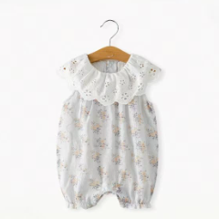 Baby Floral Ruffle Sleeveless Romper - Blue - 18-24M - image 3