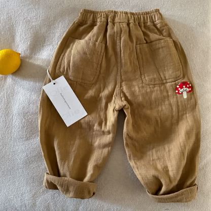 Toddler Casual Cotton Mushroom Print Denim Pants - Camel - 8-9T - image 1