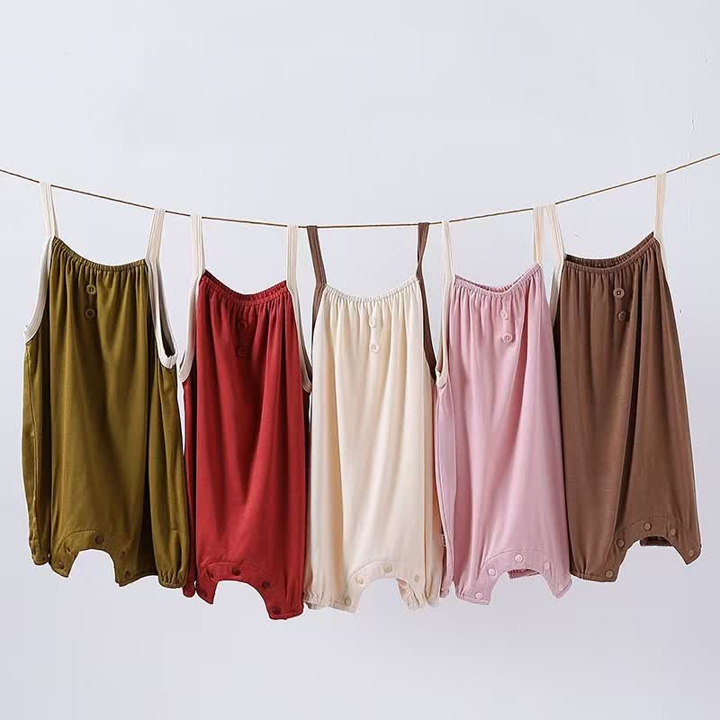 Baby Solid Color Strap Romper - image 1