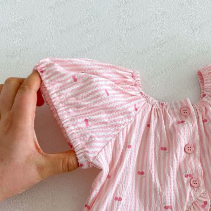 Baby Toddler Girls Cherry Print Puff Sleeve Top or Lace Solid White Pants - image 7