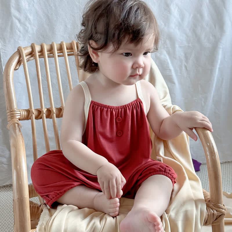 Baby Solid Color Strap Romper - image 9