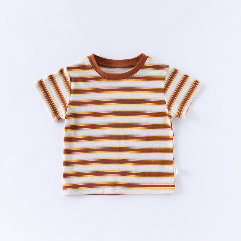 Baby Cotton Striped Tee - Brown - 2-3T - image 3