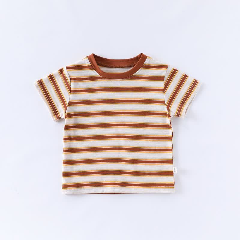 Baby Cotton Striped Tee - Brown - 2-3T - image 3